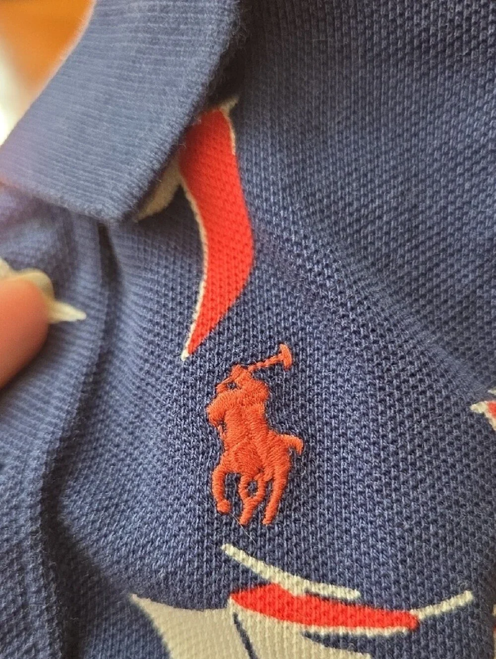 Ralph Lauren Navy Polo Romper with Red & White Sailboat Motif